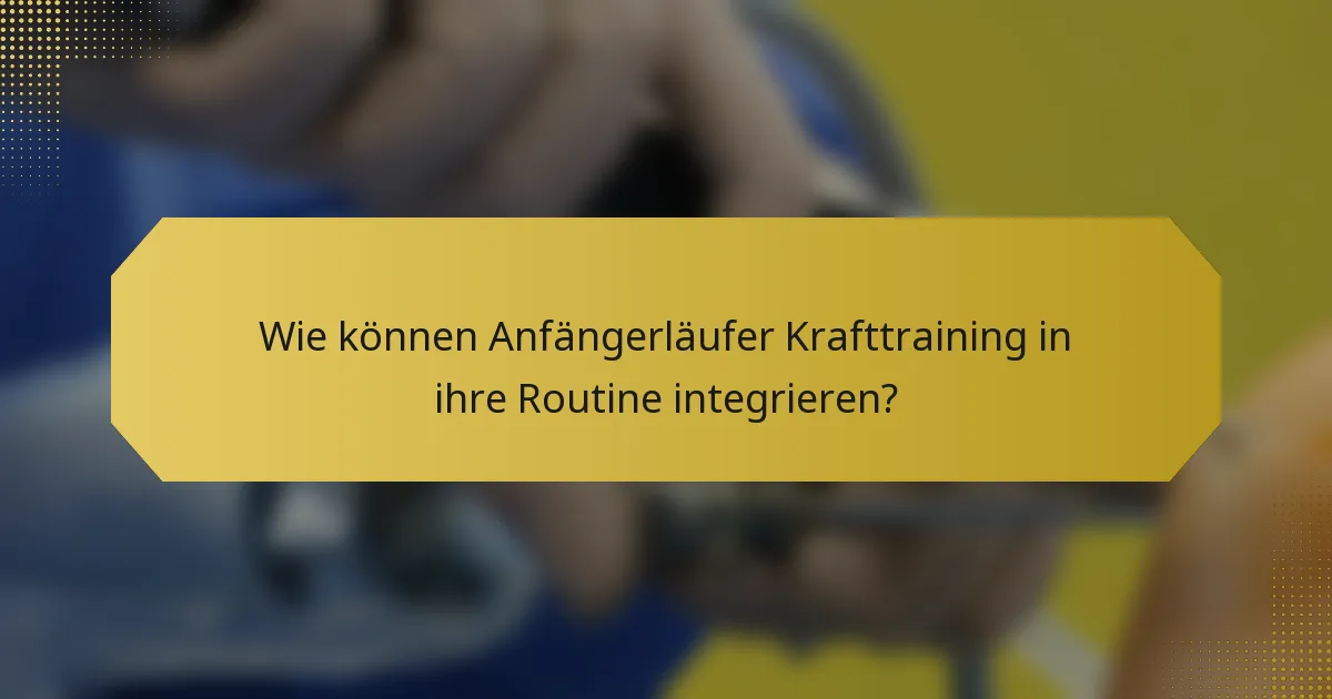 Wie können Anfängerläufer Krafttraining in ihre Routine integrieren?
